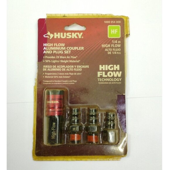 Husky High Flow Aluminum Coupler and Plug Set1/4 inch Discontinued - Picture 1 of 16